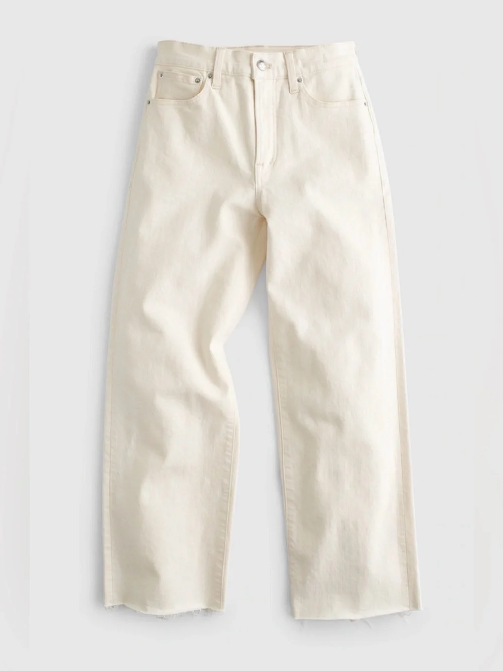 The Perfect Vintage Wide-Leg Crop Jeans Ivory Raw Hem Size 25 NWT